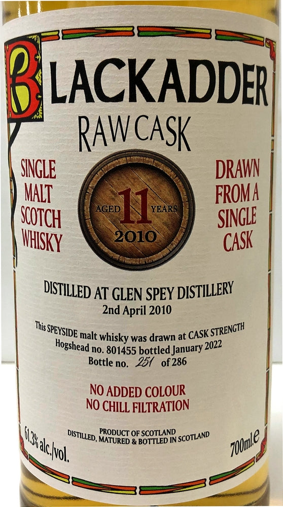 ブラックアダー ロウカスク グレンスペイ Cask No 801455 2010 11年 61.3度 700ml