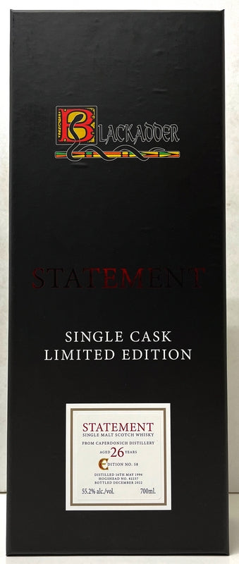 ブラックアダー ステイトメント ロウカスク キャパドニック 1996 26年 Cask No: 82237 55.2.度 700ml