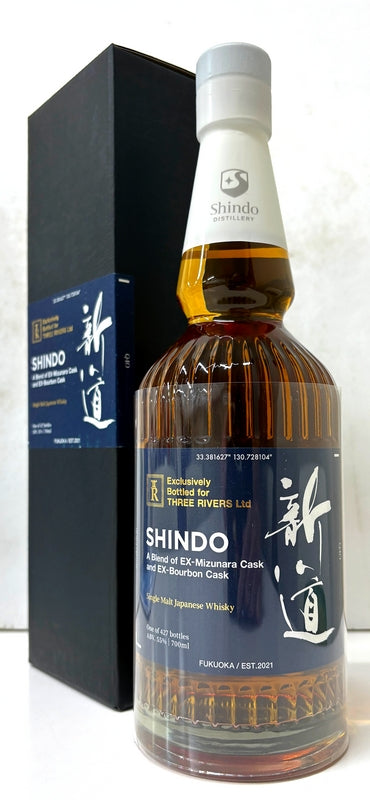 SHINDO SINGLE MALT JAPANESE WHISKY for Three Rivers MIZUNARA CASK