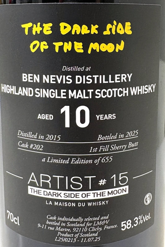 LMDW ウイスキーライブパリ2025向け BEN NEVIS 2015 Aged 10 Years ARTIST #15 The Dark Side Of The Moon 58.3度 700ml