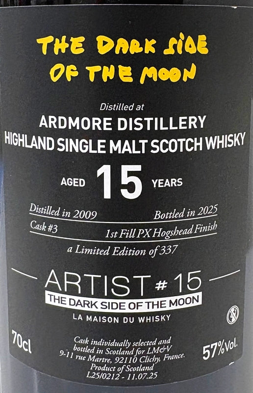 LMDW ウイスキーライブパリ2025向け ARDMORE 2009 Aged 15 Years ARTIST #15 The Dark Side Of The Moon 57度 700ml