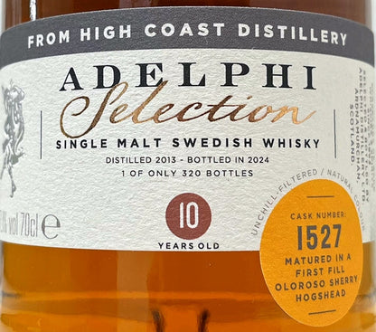 ADELPHI　High Coast　2013　10yo　Peated　Swedish　Single Malt　1st Fill Oloroso Hogshead　57.1%　700ml