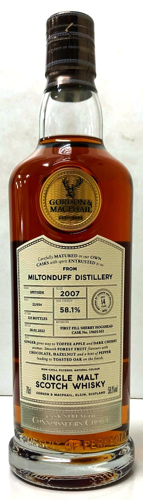 ゴードン＆マクファイル　コニサーズチョイス　カスクストレングス　ミルトンダフ　2007　14年　58.1度　700ml