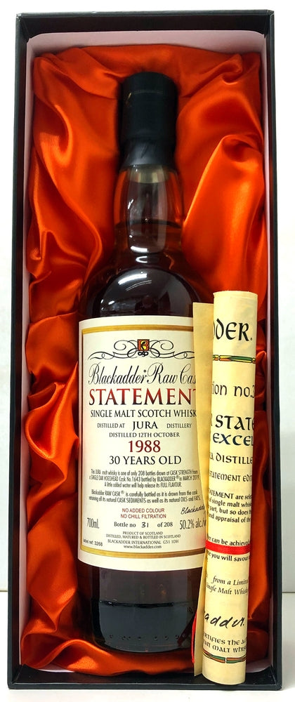 ブラックアダー　ステートメント　NO.32　ロウカスク ジュラ　1988　30年　 Cask No1643　50.2度　700ml