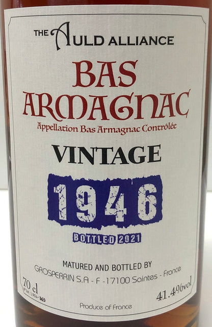 ザ・オールドアライアンス　10周年記念　グロッペリン　バス　アルマニャック　1946　40.2度　700ml