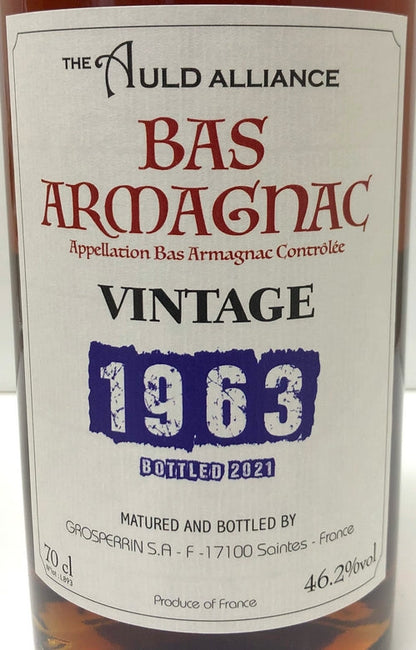 ザ・オールドアライアンス　10周年記念　グロッペリン　バス　アルマニャック　1963　44.8度　700ml