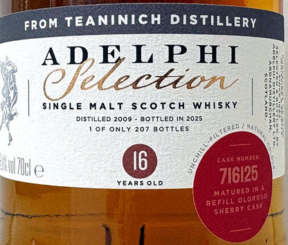 ADELPHI　Teaninich　2009　16Yo　Refill Oloroso Sherry Cask　56.4%　700ml