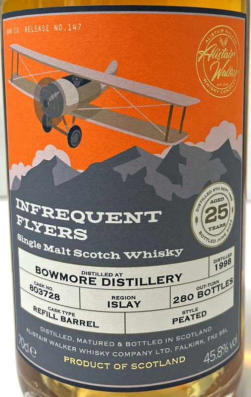 アリスター・ウォーカー インフリークエント・フライヤー ボウモア 1998 25年  リフィルバレル 45.8度 700ml