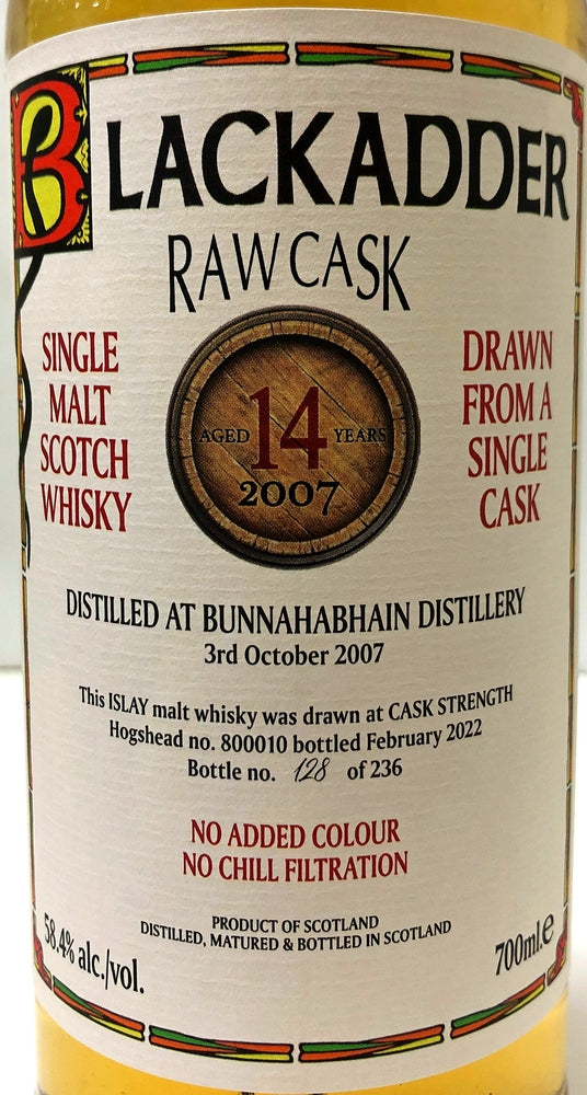 ブラックアダー　ロウカスク  ブナハーブン　2007　ホグスヘッド　Cask No:800010　14年　58.4度　700ml