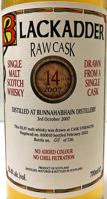 ブラックアダー　ロウカスク  ブナハーブン　2007　ホグスヘッド　Cask No:800010　14年　58.4度　700ml