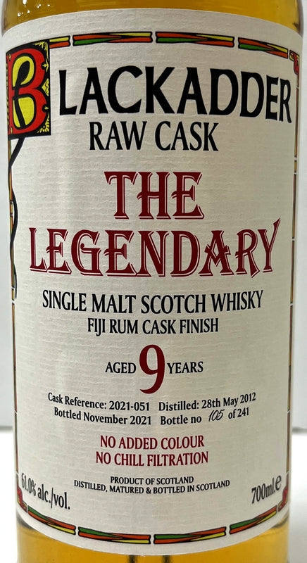 ブラックアダー　レジェンダリー　フィジーラムカスクフィニッシュ　9年　 Cask Ref:2021-051　61.0度　700ml