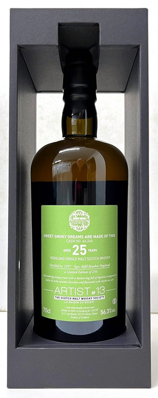 ラ・メゾンド・ウイスキー スコッチモルトウイスキーソサエティ40Th　ARTIST＃13　SWEET SMOKY DREAMS ARE MADE OF THIS　1997　アードモア　REFILL BOURBON HOGSHEAD　25年　56.3度　700ml