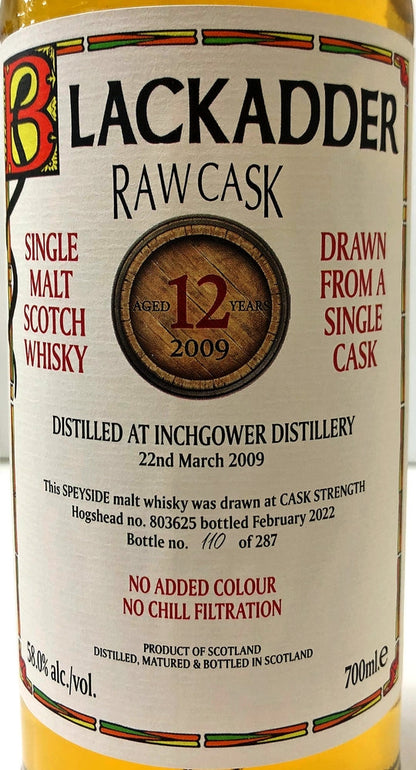 ブラックアダー　ロウカスク　インチガワー　2009　12年　HHD　Cask No:803625　58度　700ml