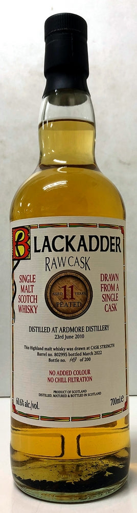 ブラックアダー　ロウカスク　アードモア　 ピーテッド　2010　11年　60.6度　Cask No:802995　700ml