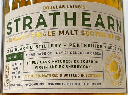 ストラスアーン　シングルモルト　スコッチウイスキー　バッヂ2　50度　700ml　木製コースター付き