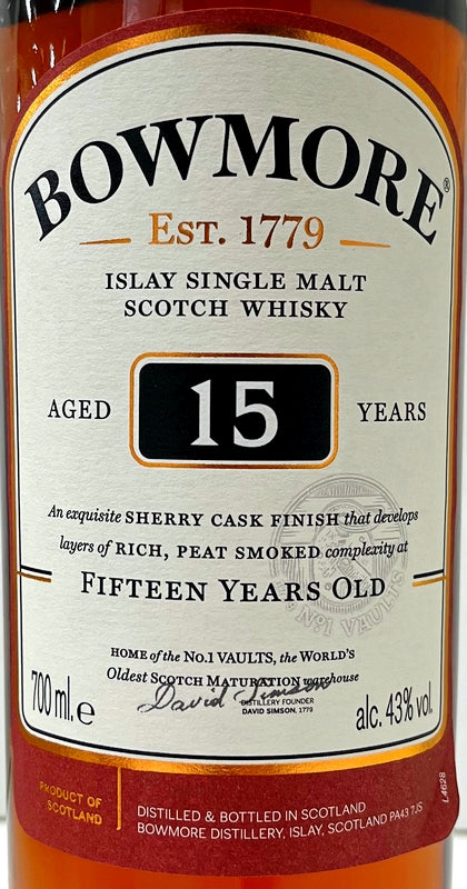 ボウモア　15年　43度　700ml