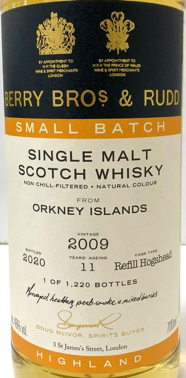 BB&R　ベリーズ オウン　セレクション　オークニー　 2009　11年　46度　700ml