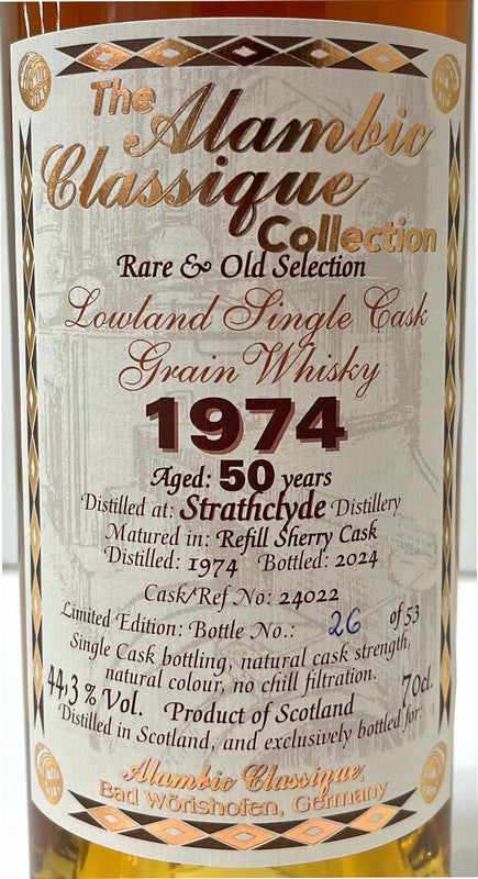 アランビッククラシック　ストラスクライド　1974　50年　リフィルシェリーカスク　44.3度　700ml