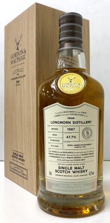 ゴードン＆マクファイル　コニサーズチョイス　ウッデンボックス　ロングモーン　1987　33年　47.7度　700ml