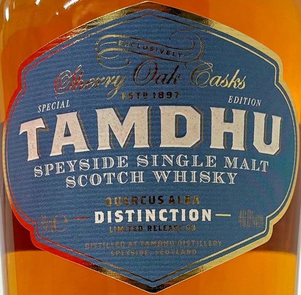 TAMDHU　DISTINCTION　No.3　QUERCUS　AＬBA　AMERICAN OAK 1st FILL OLOROSO SHERRY CASK 　48% 　700ml