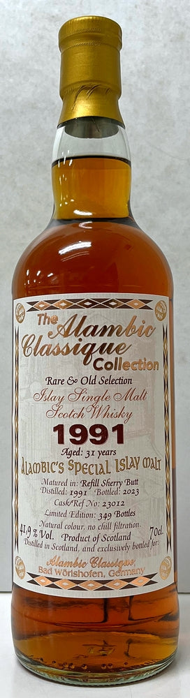 アランビッククラシック　アイラシングルモルト　1991　31年　リフィルシェリーバット　41.9度　700ml