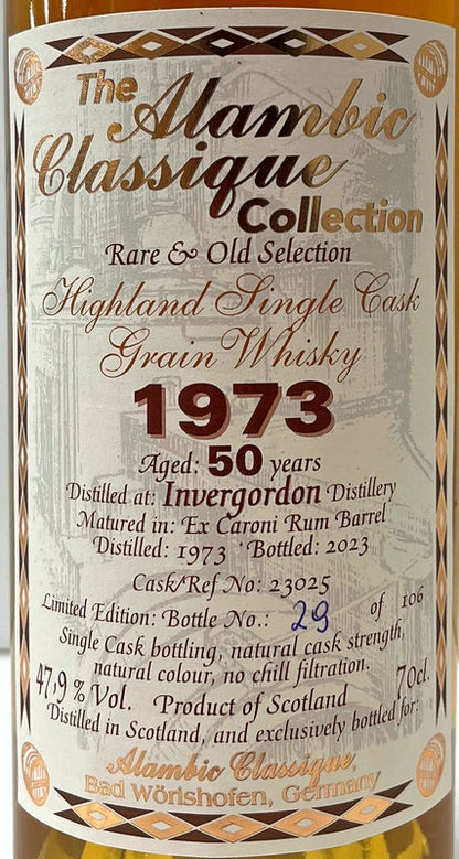 アランビッククラシック　インヴァーゴードン　1973　50年　カロニラムバレル　47.9度　700ml