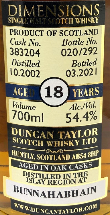 ダンカンテイラー　ダイメンションズ　ブナハーブン　2002　18年　54.4度　700ml