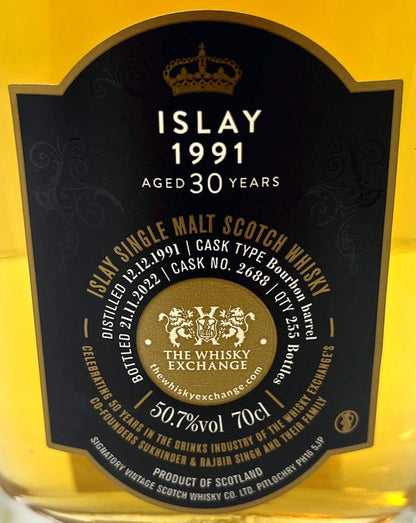 ザ・ウイスキーエクスチェンジ　50th　カスクストレングスコレクション　シグナトリー　アイラシングルモルト　1991　30年　バーボンバレル　50.7度	700ml