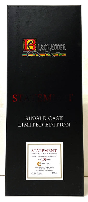 ブラックアダー　ステートメント　NO.56　ロウカスク　タムナヴーリン　1993　29年　43.4度　Cask ref.960961　700ml