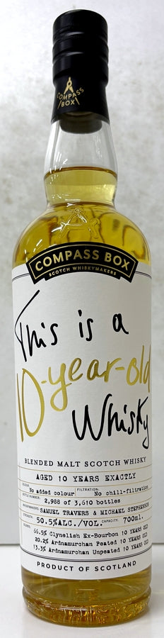 COMPASS BOX THIS IS A 10 YEAR OLD WHISKY  BLENDED MALT WHISKY 50.5%  700ml