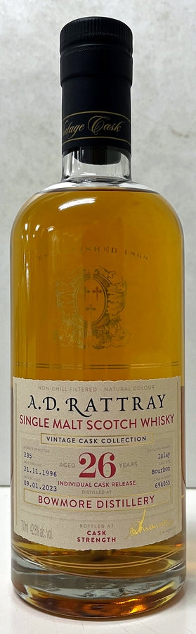 ADラトレー　ヴィンテージカスクコレクション　ボウモア　1996　26年　バーボンホグスヘッド　42.8度　700ml