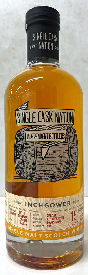 シングルカスクネーション　インチガワー　2008　15年　ファーストフィル バーボン ホグスヘッド フィニッシュ　55.3度　700ml