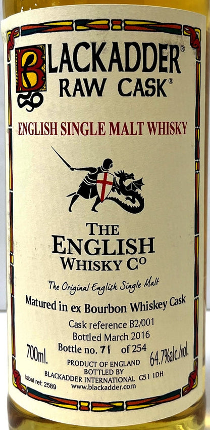 ブラックアダー　ロウカスク　イングリッシュシングルモルトウイスキー　バーボンカスク　Cask ref:B2/001　64.7度　700ml
