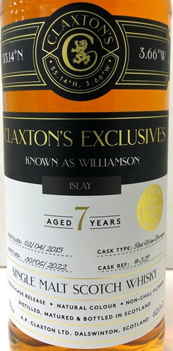 クラクストンズ　エクスクルーシブズ　ウィリアムソン　2015　レッドワインカスクフィニッシュ　62度　700ml
