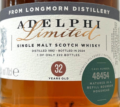 ADELPHI　Longmorn 1992　32yo　Refill Bourbon Hogshead　49.9度　700ml