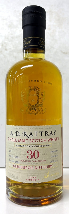 AD RATTRAY CASK COLLECTION GLENBURGIE 1995 30yo BOURBON HOGSHEAD 51.8% 700ml